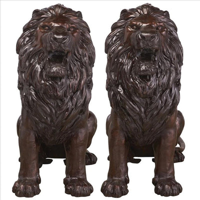 Sentinel Lion Cast Bronze Garden Statue Set by Design Toscano