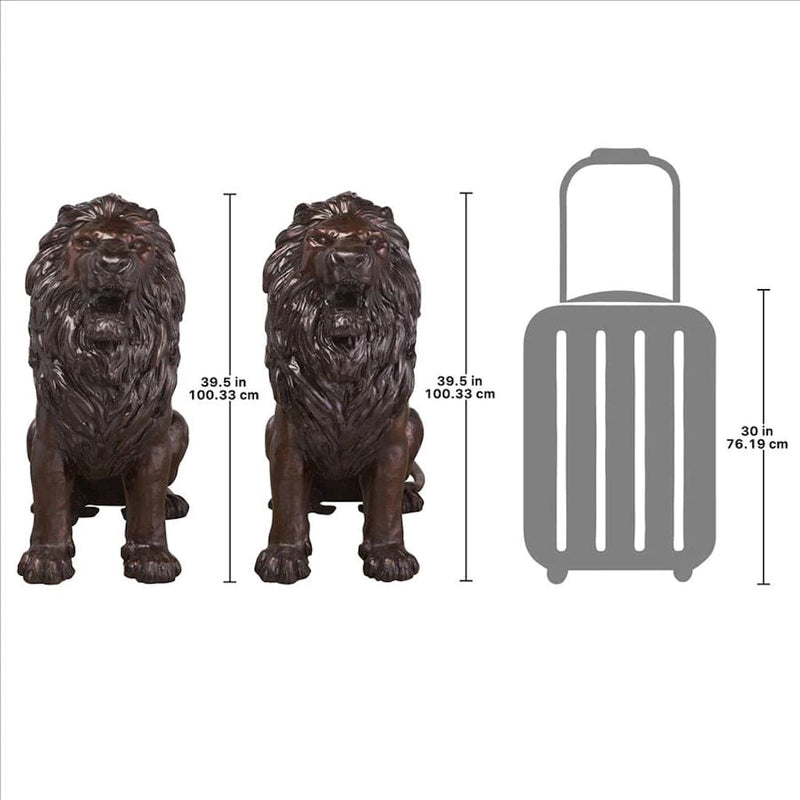 Sentinel Lion Cast Bronze Garden Statue Set by Design Toscano