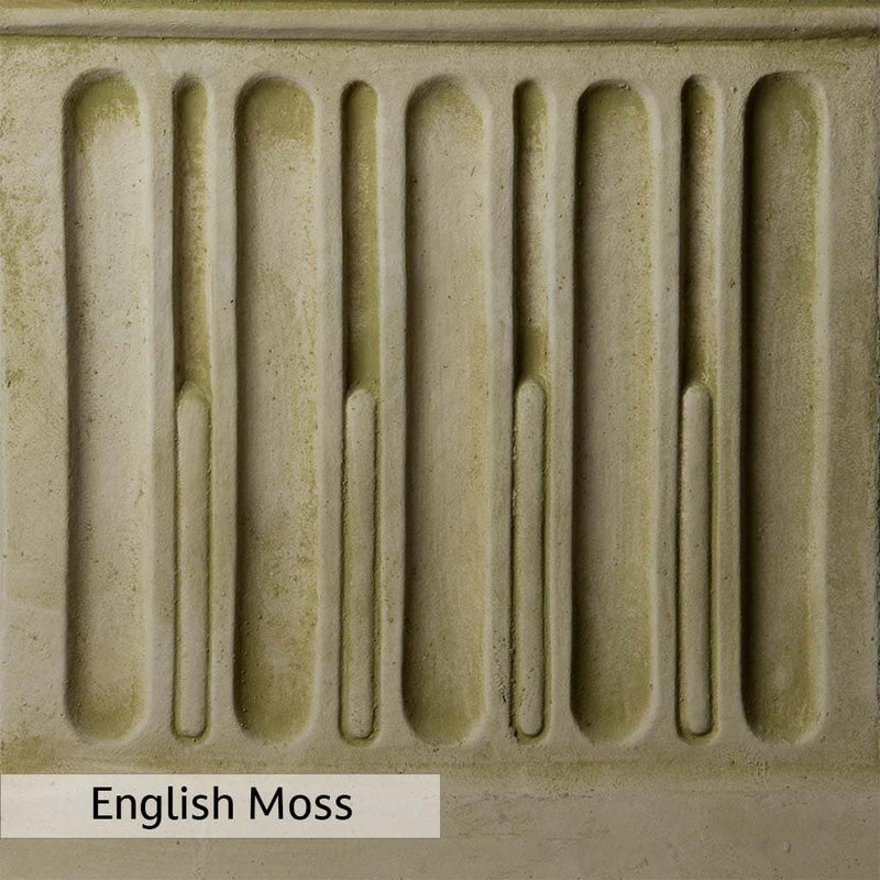 English Moss Patina for the Campania International Fonthill Urn, green blended into a soft pallet with a light undertone of gray.