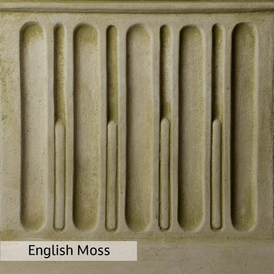 English Moss Patina for the Campania International Textured Small Low Square Pedestal, green blended into a soft pallet with a light undertone of gray.