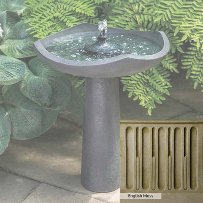 Campania International English Moss Patina. Detail of the color stain English Moss by Campania International. Rich green blended with gray tones for the classic natural look of a woodland color, all hand-applied by Campania International artists.