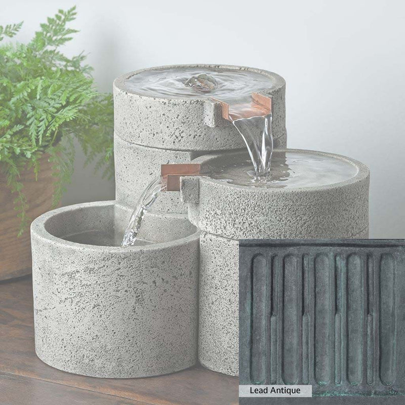 Campania International Lead Antique Patina.  Detail of the color stain Lead Antique by Campania International. Dramatic blues deepened by gray tones and enriched with hints of bright green, hand-applied by Campania International artists.