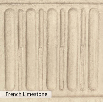 French Limestone Patina stain on the Campania International Large Cylinder Fountain, old-world creamy white with ivory undertones.