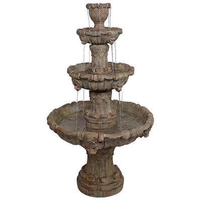 Medici Lion Four-Tier Fountain in Brown Stone Finish by Design Toscano