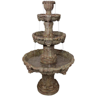 Medici Lion Four-Tier Fountain in Brown Stone Finish by Design Toscano