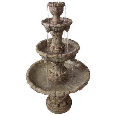 Medici Lion Four-Tier Fountain in Brown Stone Finish by Design Toscano