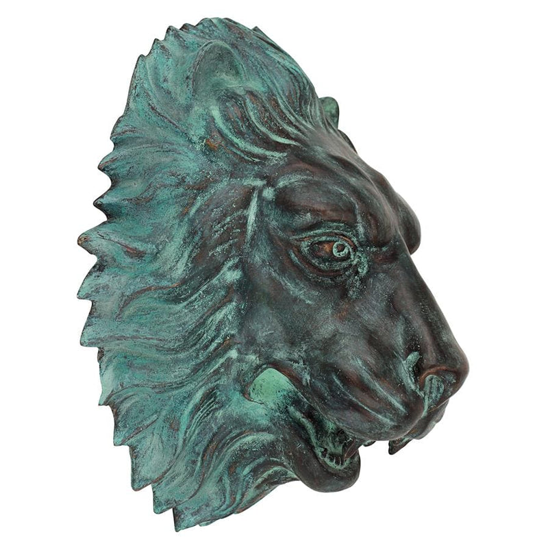 Florentine Lion Head Spouting Bronze Garden Wall Sculpture by Design Toscano