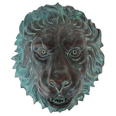 Florentine Lion Head Spouting Bronze Garden Wall Sculpture by Design Toscano