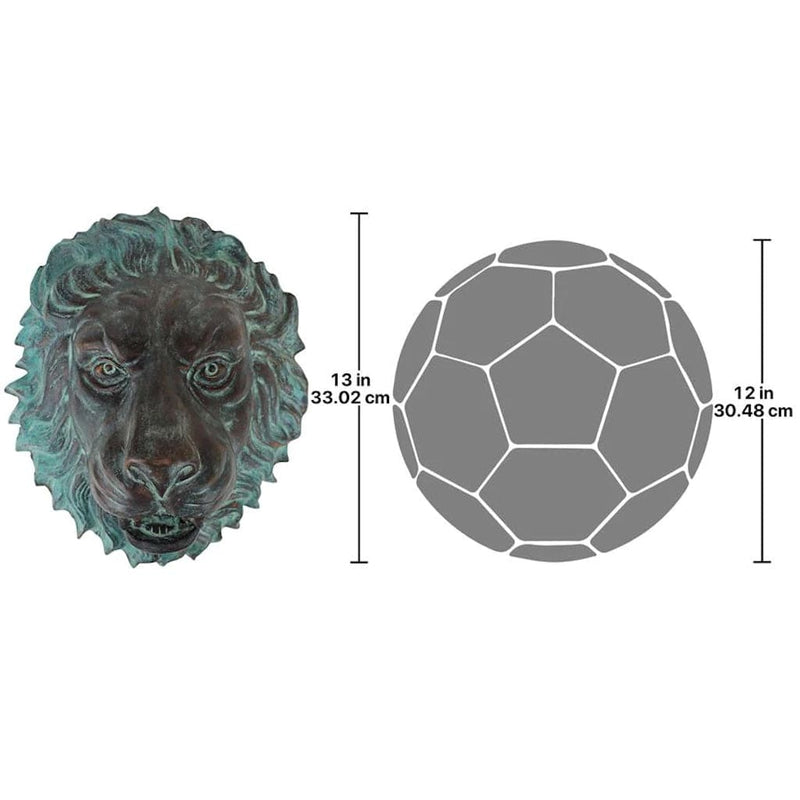 Florentine Lion Head Spouting Bronze Garden Wall Sculpture by Design Toscano