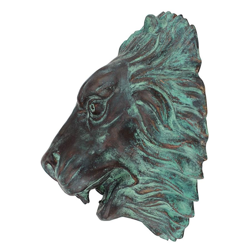 Florentine Lion Head Spouting Bronze Garden Wall Sculpture by Design Toscano