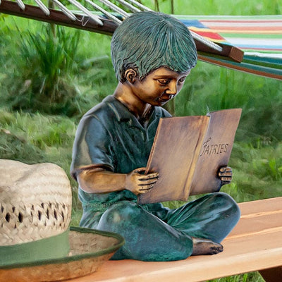 Story Book Boy Bronze Garden Statues by Design Toscano
