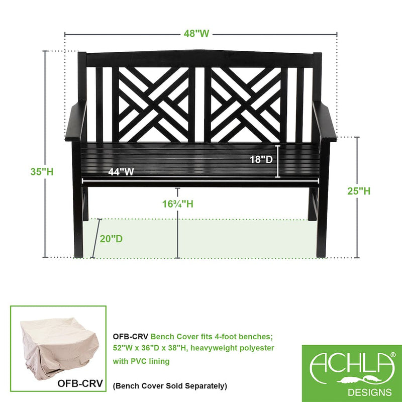 Black Fretwork Bench by Achla Designs