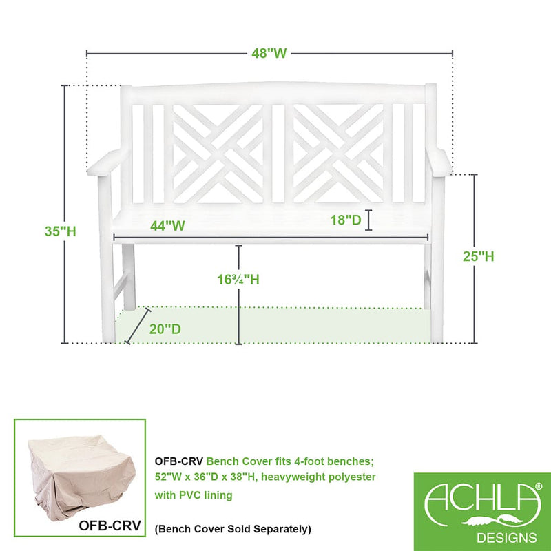 White Fretwork Bench by Achla Designs