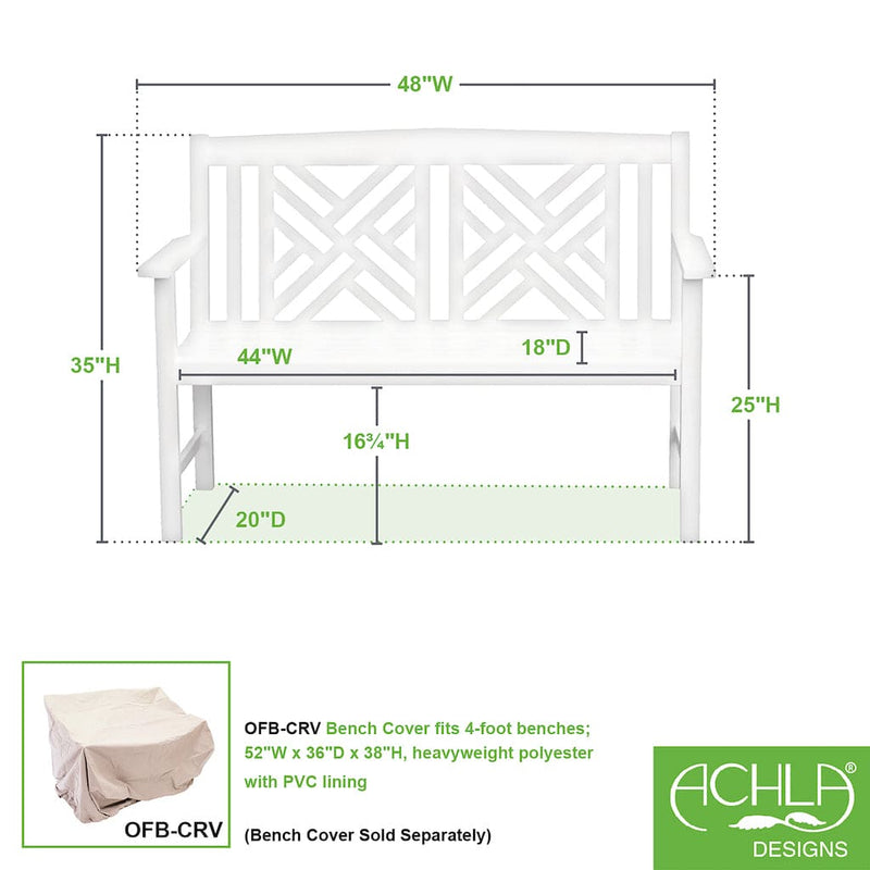 White Fretwork Bench by Achla Designs