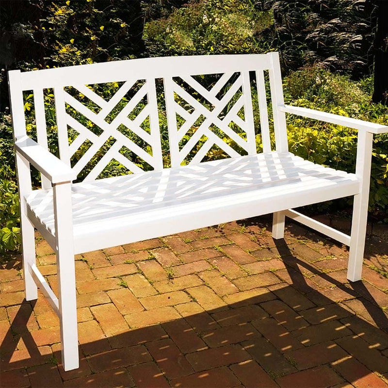 White Fretwork Bench by Achla Designs