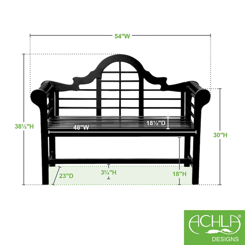 Black Lutyens Bench by Achla Designs