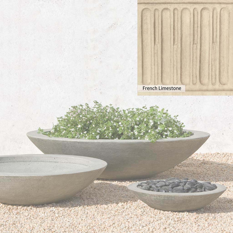 French Limestone Patina for the Campania International Low Zen Large Bowl, old-world creamy white with ivory undertones.