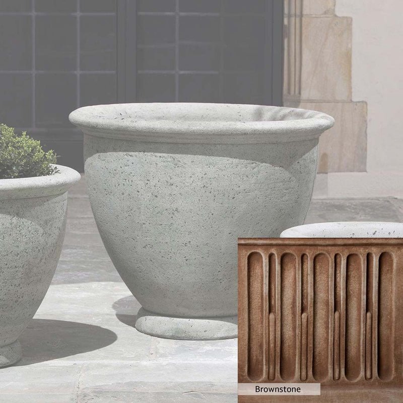 Brownstone Patina for the Campania International Large Berkeley Planter, brown blended with hints of red and yellow, works well in the garden.