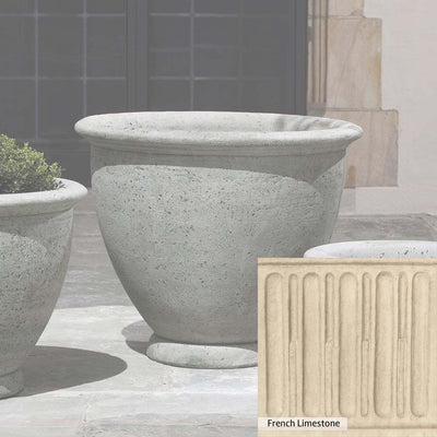 French Limestone Patina for the Campania International Large Berkeley Planter, old-world creamy white with ivory undertones.