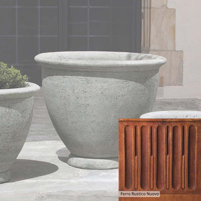 Ferro Rustico Nuovo Patina for the Campania International Large Berkeley Planter, red and orange blended in this striking color for the garden.
