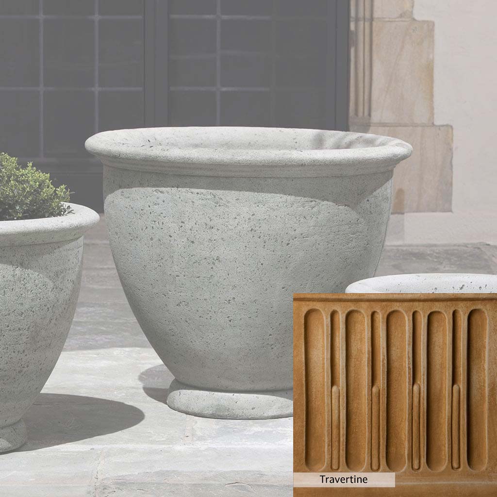 big concrete plant pots Campania International Large Berkeley Cast Stone Planter Travertine