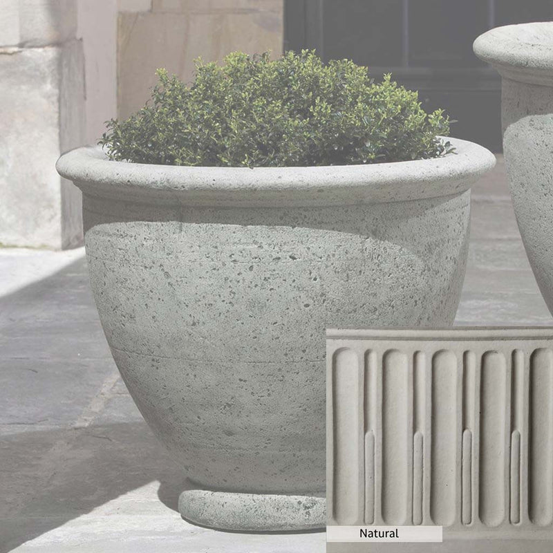 Natural Patina for theCampania International Berkeley Medium Planter is unstained cast stone, the brightest and whitest finish that will age.