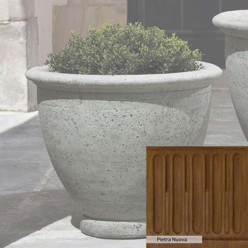 Pietra Nuova Patina for the Campania International Berkeley Medium Planter, a rich brown blended with black and orange.