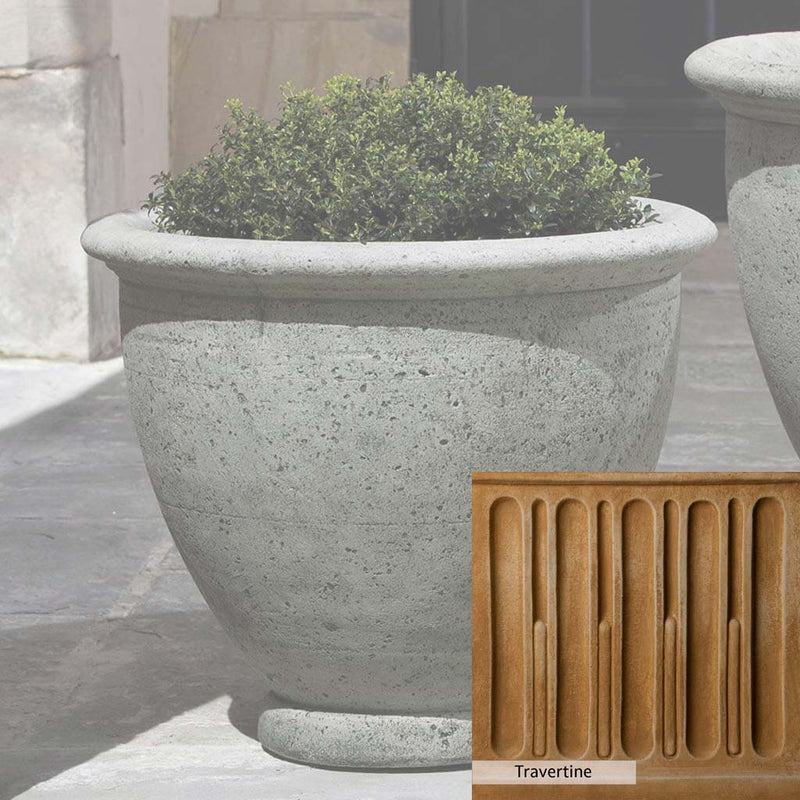 Travertine Patina for the Campania International Berkeley Medium Planter, soft yellows, oranges, and brown for an old-word garden.