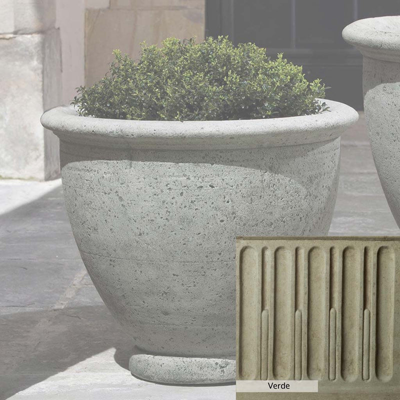 Verde Patina for the Campania International Berkeley Medium Planter, green and gray come together in a soft tone blended into a soft green.