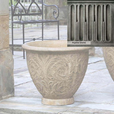 Alpine Stone Patina for the Campania International Arabesque Medium Planter, a medium gray with a bit of green to define the details.