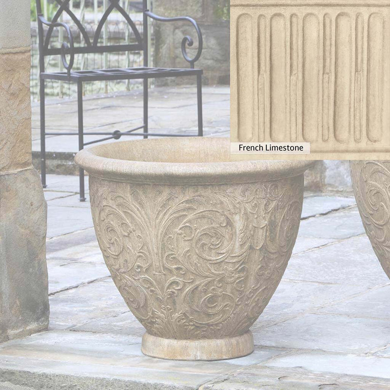 Ferro Rustico Nuovo Patina for the Campania International Arabesque Medium Planter, red and orange blended in this striking color for the garden.