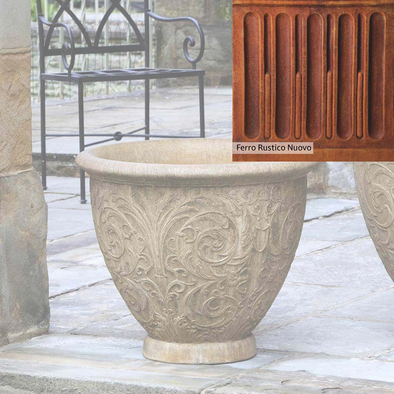 French Limestone Patina for the Campania International Arabesque Medium Planter, old-world creamy white with ivory undertones.