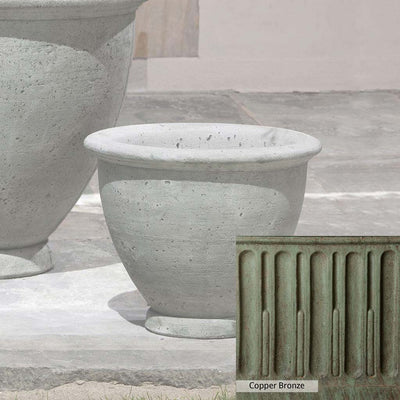 Copper Bronze Patina for theCampania International Berkeley Small Planter, blues and greens blended into the look of aged copper.