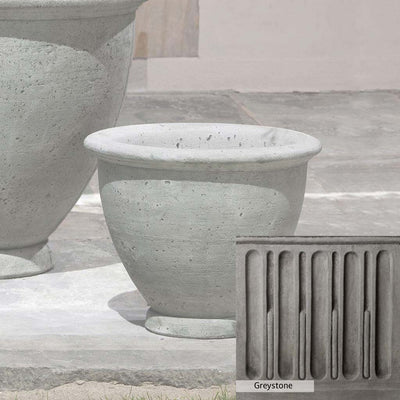 Greystone Patina for the Campania International Berkeley Small Planter , a classic gray, soft, and muted, blends nicely in the garden.