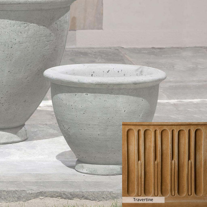 Travertine Patina for the Campania International Berkeley Small Planter, soft yellows, oranges, and brown for an old-word garden.