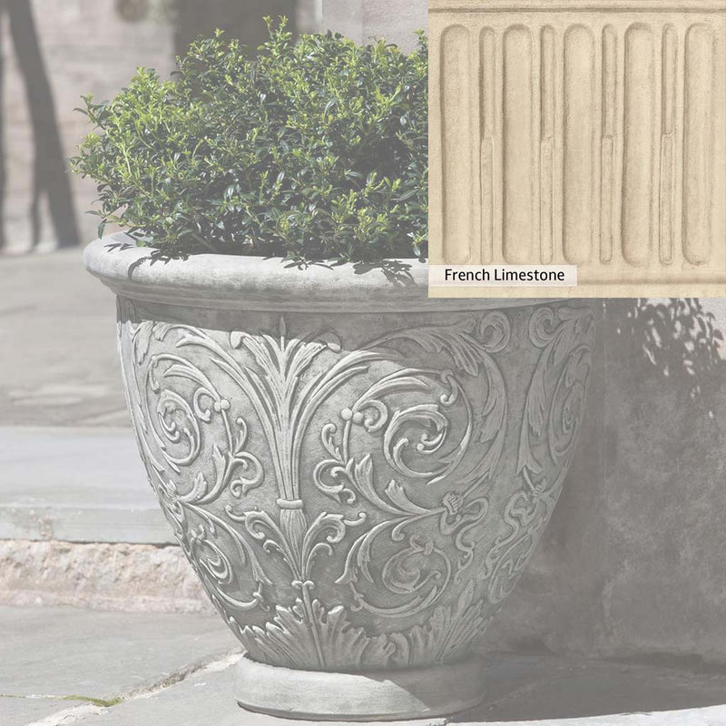Ferro Rustico Nuovo Patina for the Campania International Arabesque Small Planter, red and orange blended in this striking color for the garden.