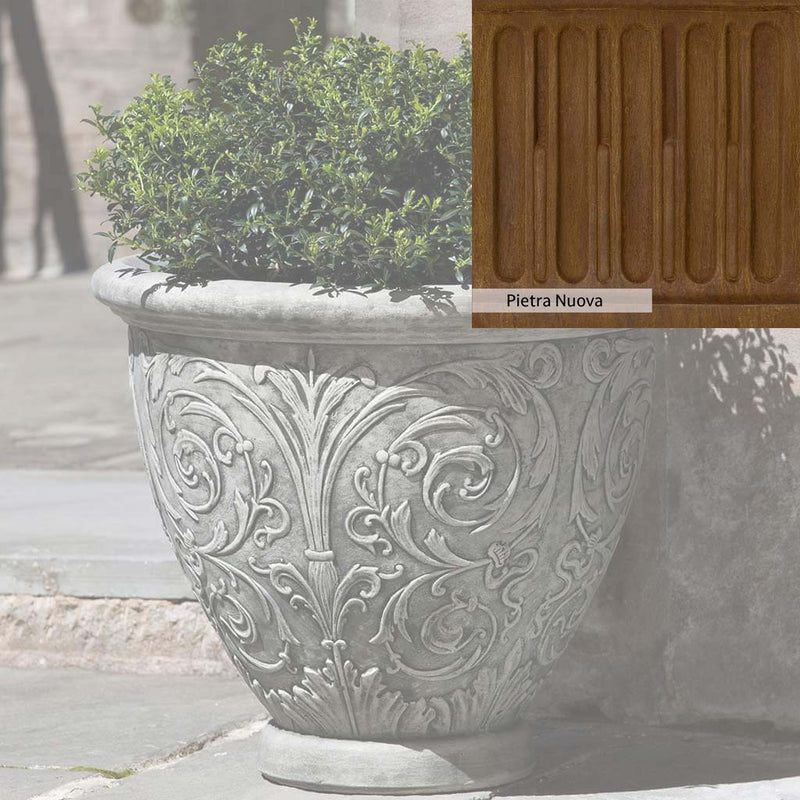 Pietra Nuova Patina for the Campania International Arabesque Small Planter, a rich brown blended with black and orange.
