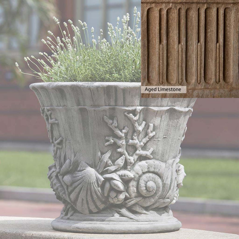 Aged Limestone Patina for the Campania International Smithsonian Chesapeake Urn, brown, orange, and green for an old stone look.