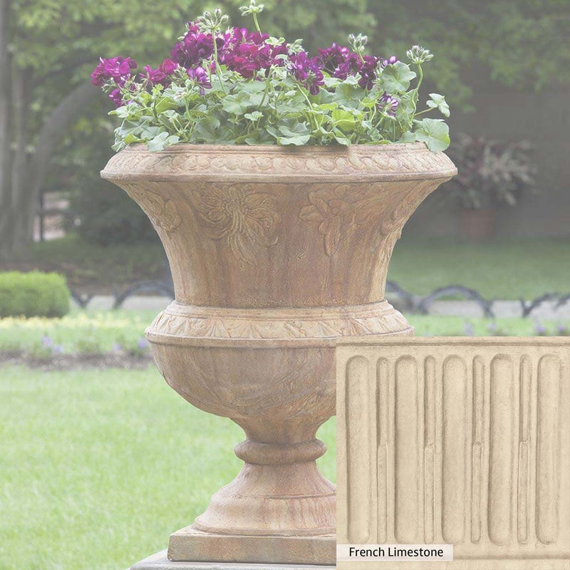 French Limestone Patina for the Campania International Smithsonian Flight of Fancy Urn, old-world creamy white with ivory undertones.