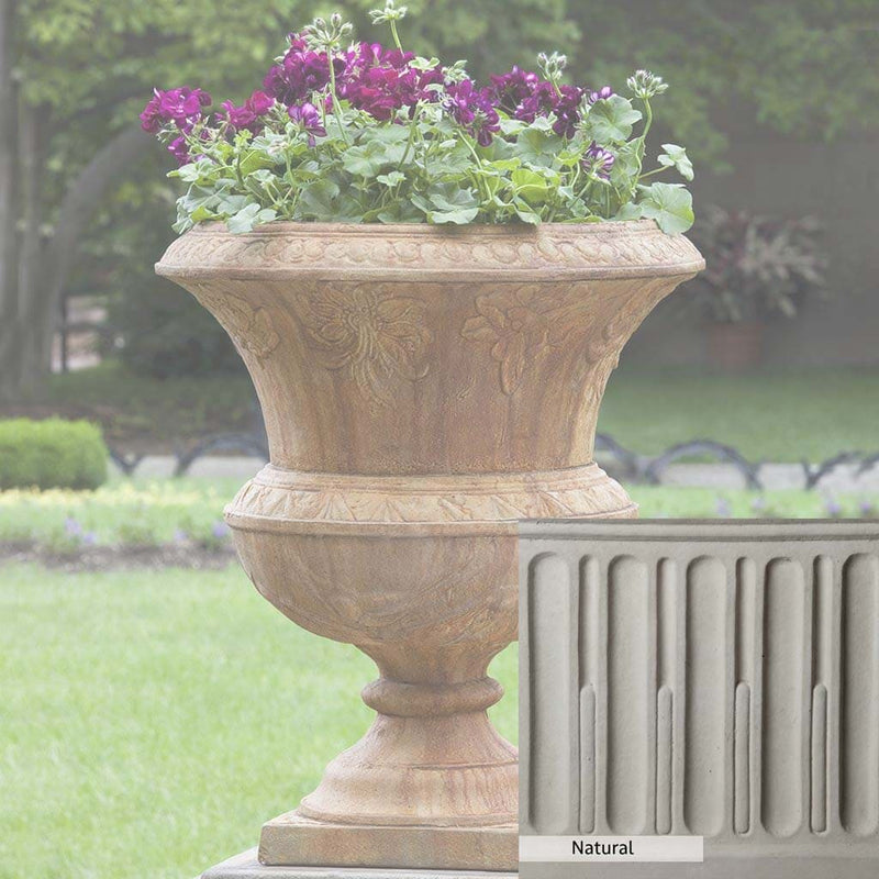 Natural Patina for theCampania International Smithsonian Flight of Fancy Urn is unstained cast stone, the brightest and whitest finish that will age.