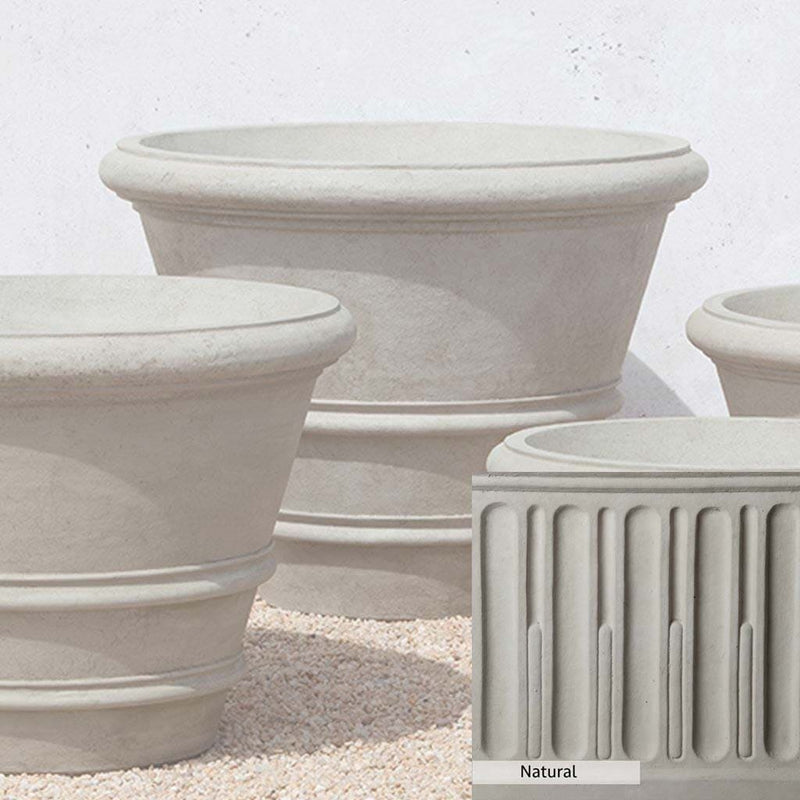 Natural Patina for theCampania International Classic Rolled Rim 35.5 inch Planter is unstained cast stone, the brightest and whitest finish that will age.