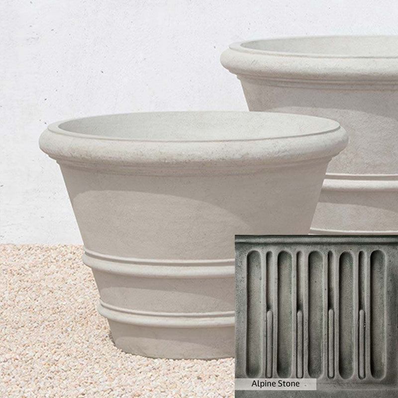 Alpine Stone Patina for the Campania International Classic Rolled Rim 31.5 inch, a medium gray with a bit of green to define the details.