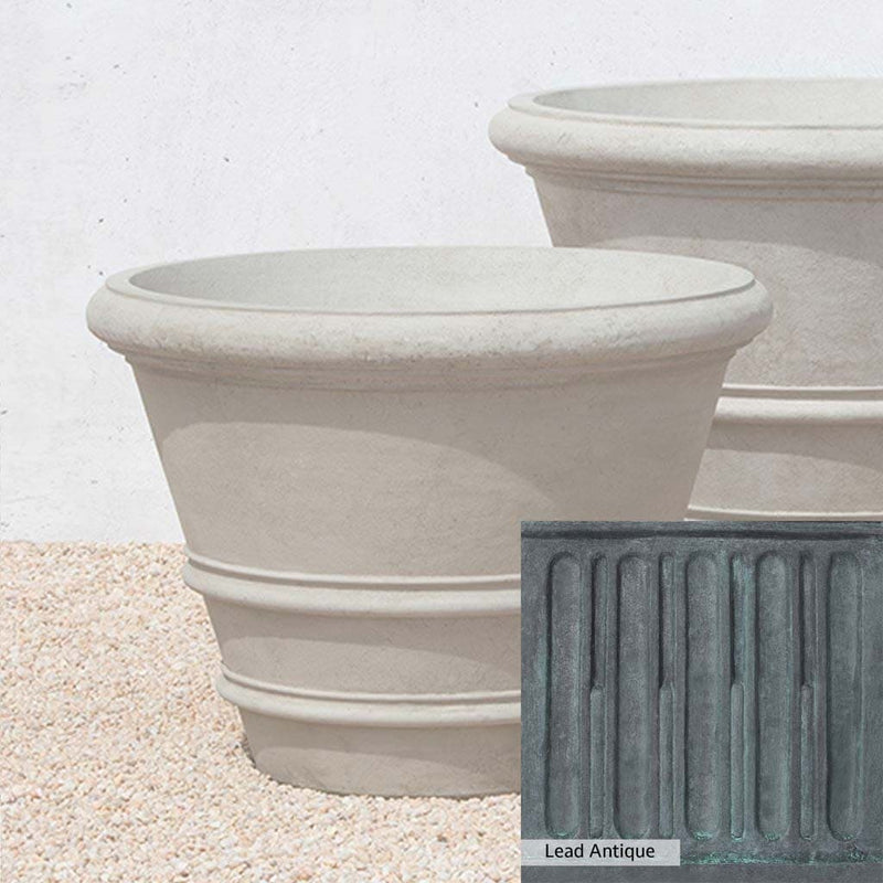 The Lead Antique Patina for the Campania International Classic Rolled Rim 31.5 inch, aged blue and grey layered to give the look of a classic antique lead patina.
