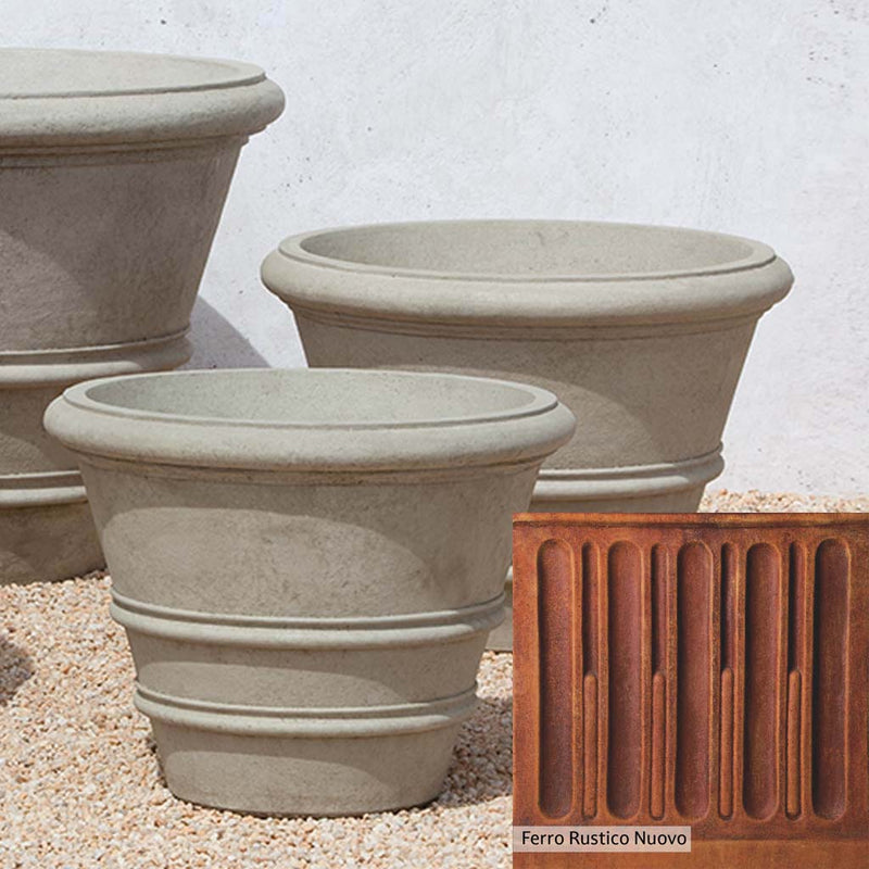 French Limestone Patina for the Campania International Classic Rolled Rim 27-inch Planter, old-world creamy white with ivory undertones.