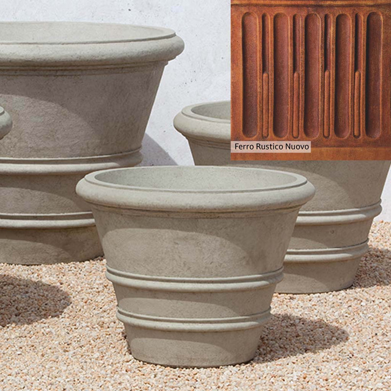 French Limestone Patina for the Campania International Classic Rolled Rim 24-inch Planter, old-world creamy white with ivory undertones.