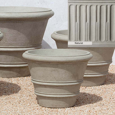 Natural Patina for theCampania International Classic Rolled Rim 24-inch Planter is unstained cast stone, the brightest and whitest finish that will age.