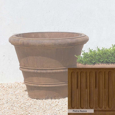 Pietra Nuova Patina for the Campania International Classic Rolled Rim 20.75-inch Planter, a rich brown blended with black and orange.