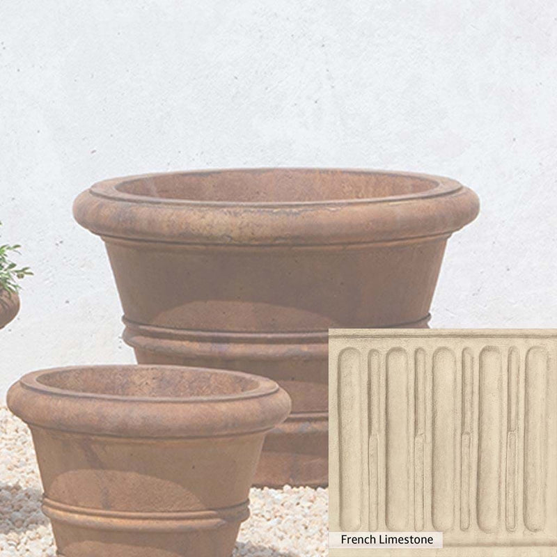 Ferro Rustico Nuovo Patina for the Campania International Classic Rolled Rim 18.25-inch Planter, red and orange blended in this striking color for the garden.