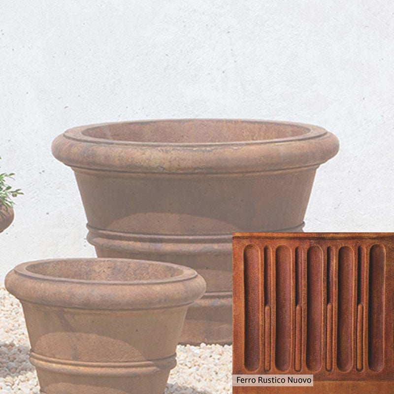 French Limestone Patina for the Campania International Classic Rolled Rim 18.25-inch Planter, old-world creamy white with ivory undertones.