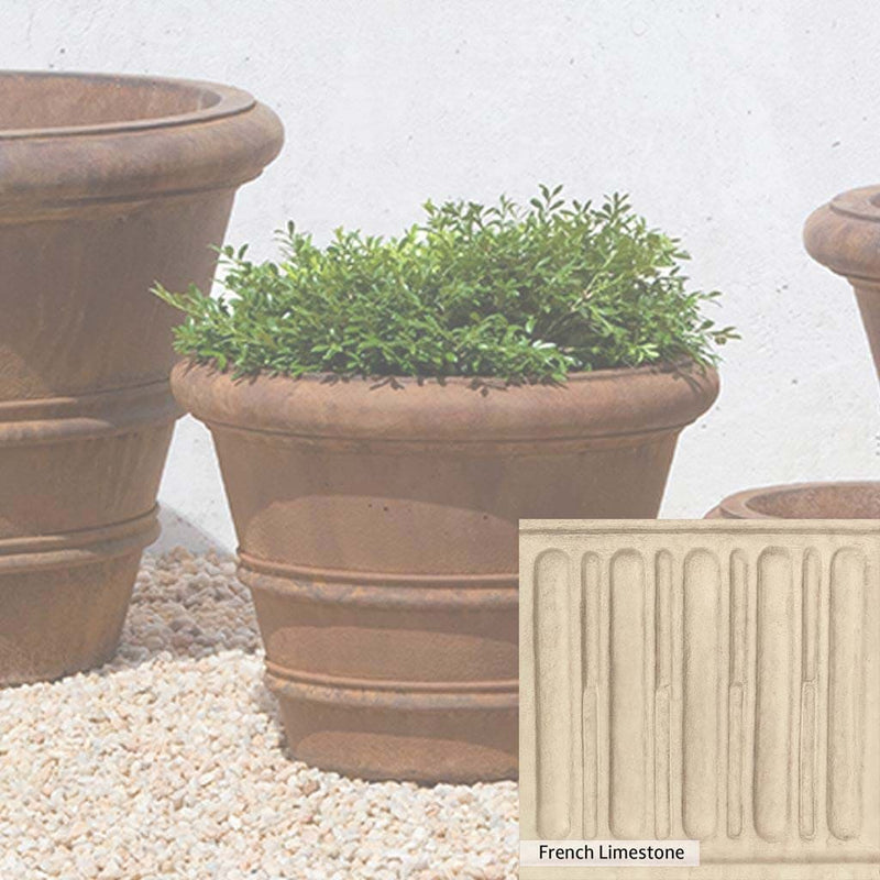 Ferro Rustico Nuovo Patina for the Campania International Classic Rolled Rim 14.75-inch Planter, red and orange blended in this striking color for the garden.
